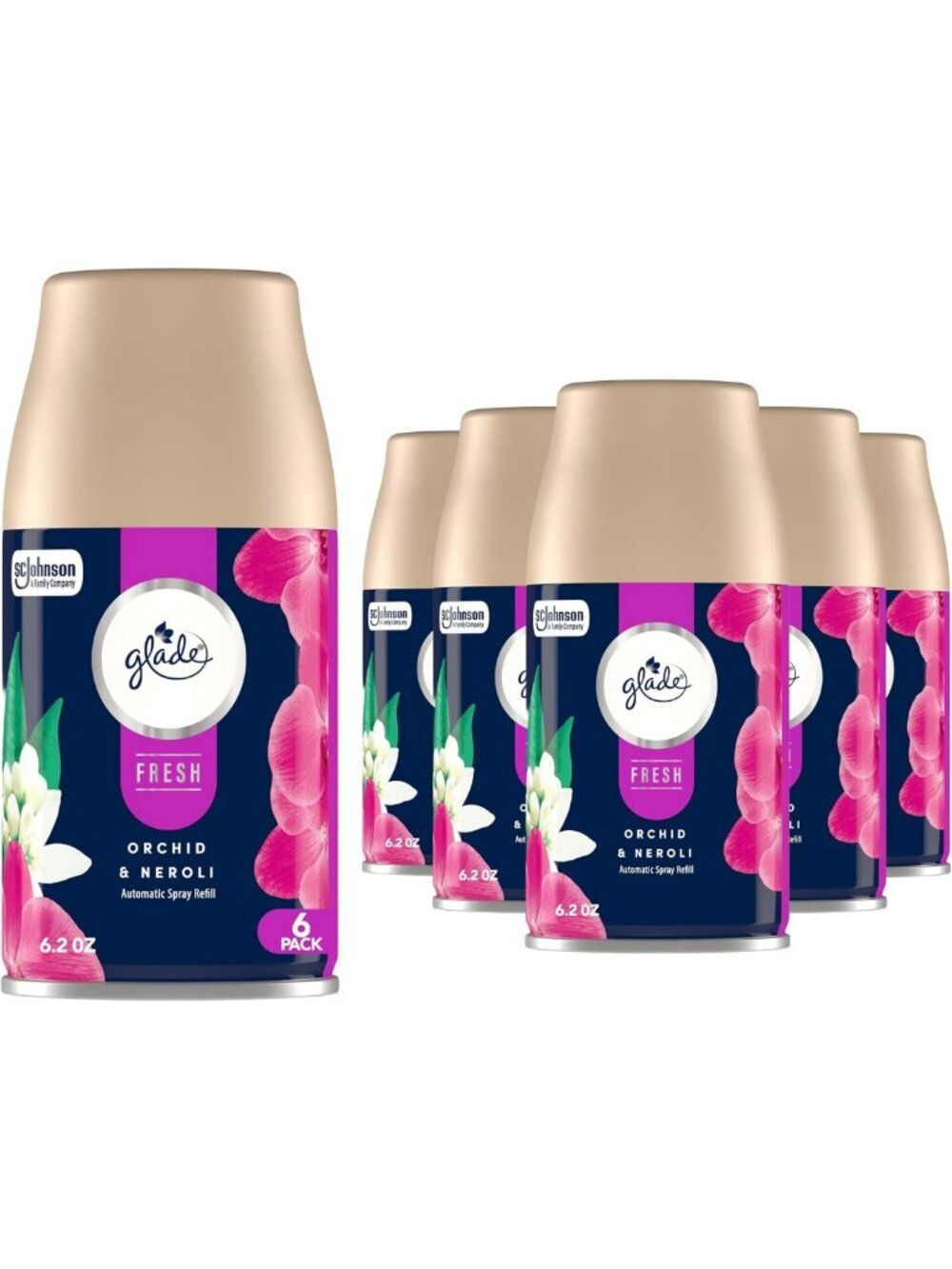 Automatic Air Freshener Spray Refill for Home & Bathroom, Orchid & Neroli, 6